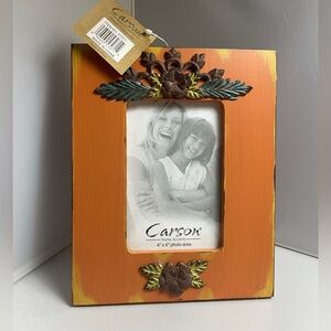 NWT Wood Photo Frame with Floral Accents by‎ Carson Home Accents for 4x6” photo